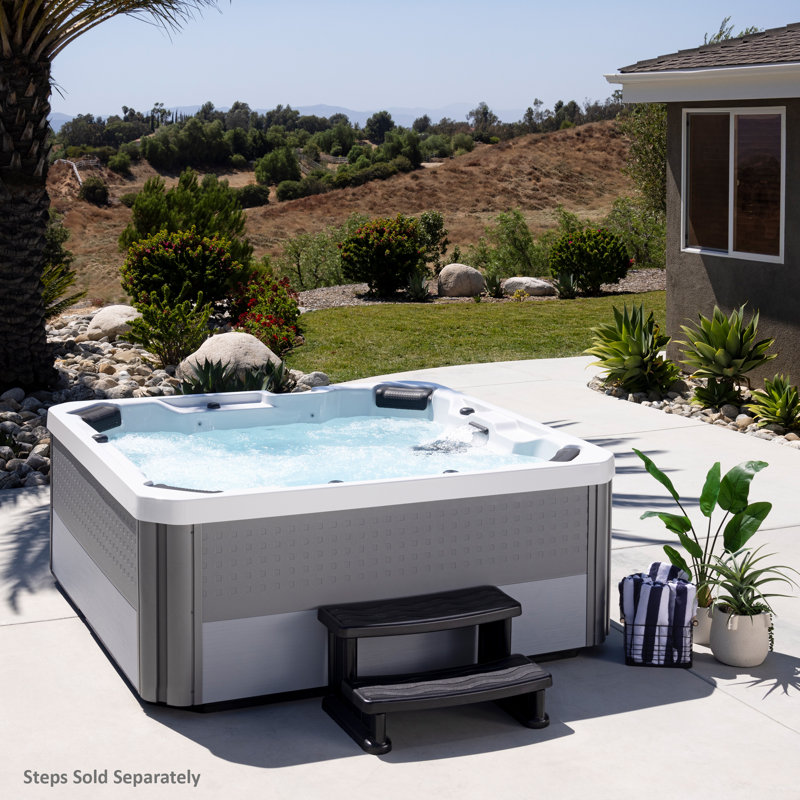 Lifesmart Spas Palmetto 230 Volt 7Person 72Jet Acrylic Square Hot Tub with Ozonator Wayfair